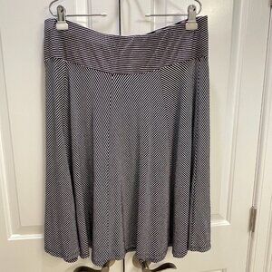 EUC Talbots A-Line Skirt, Black & White Striped, Comfy Wide Waistband, Sz XL